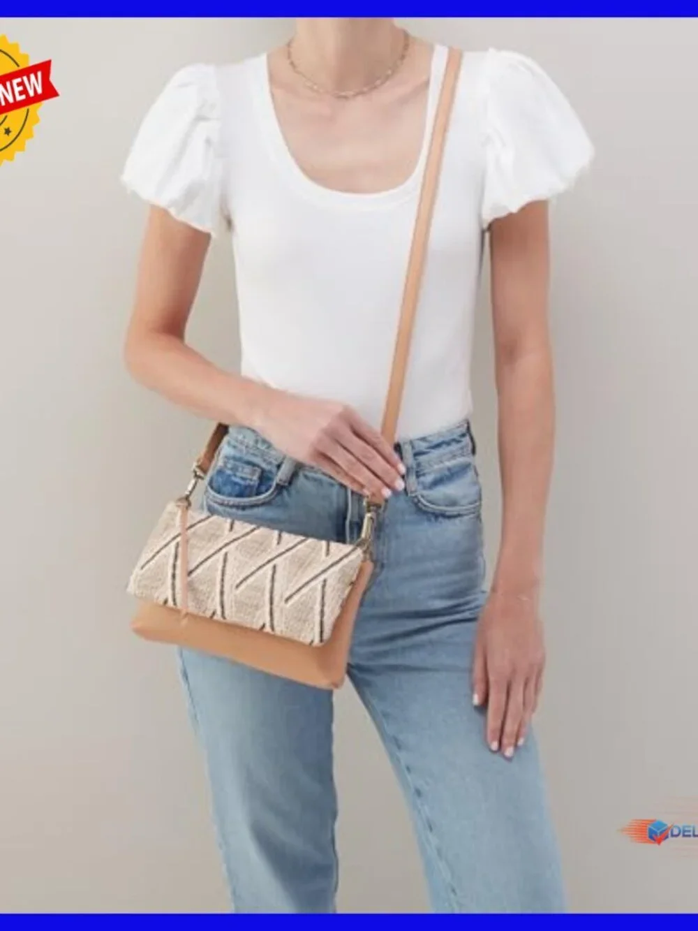 Leather Double Crossbody Hobo Bag with Adjustable Strap